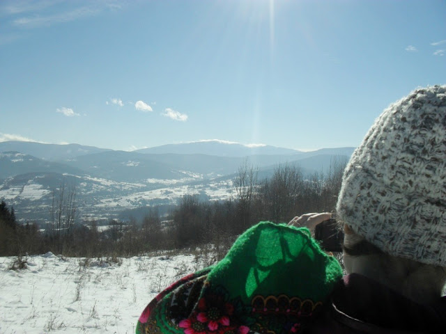 Widok na Babią Górę z polany na zboczu Żurawnicy