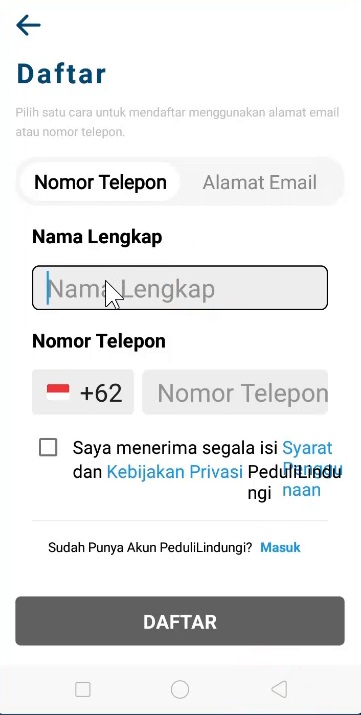 Cara Membuat Akun PeduliLindungi Terbaru