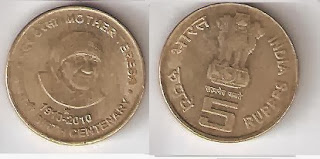 5rs coin(1910-2010 Mother Teresa)