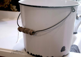 Stenciled Enameled Bucket Planter Bliss-Ranch.com