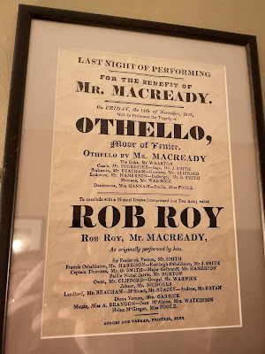 1828 Playbill advertising Othello and Rob Roy  on display at Theatre Royal, Bury St Edmunds