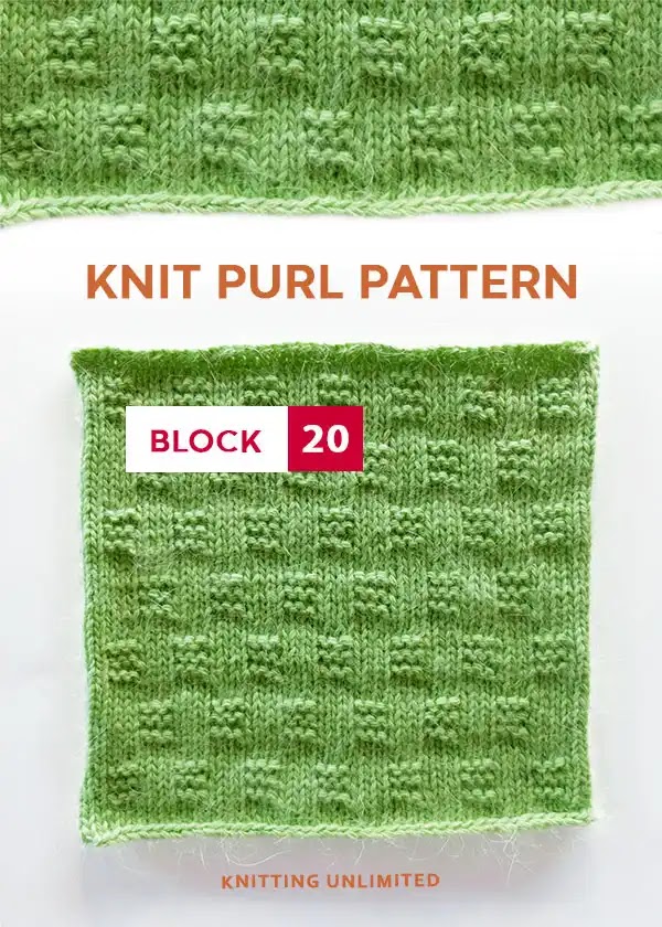 Knit Purl Square No 20 is a great pattern for beginners who want to practice knitting and purling.