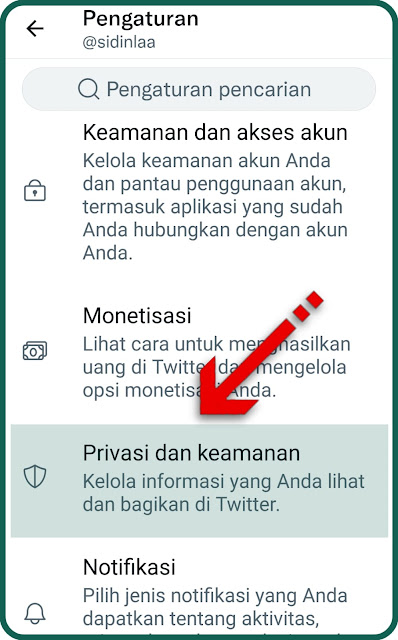 buka privasi dan kemanan