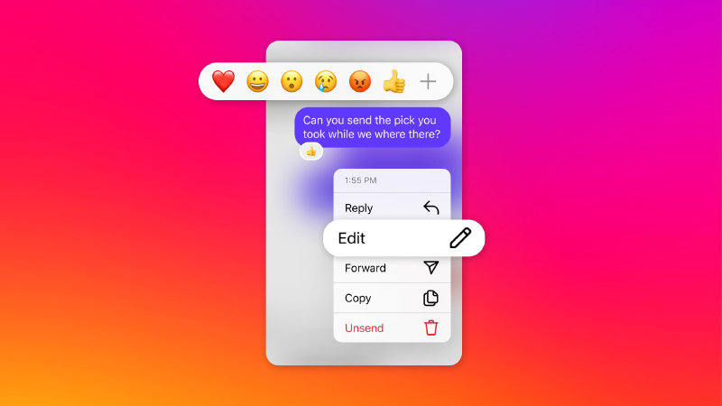 Meta adds edit message, pin chat, other new features on Instagram!
