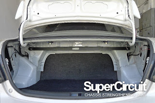 TOYOTA VIOS 1.5 (NCP93) rear trunk/ rear boot with the SUPERCIRCUIT Rear Strut Bar installed.