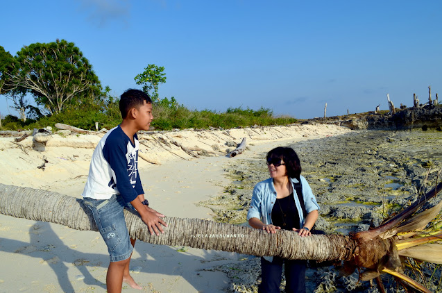 Bermain di batang nyiur di Pantai Lemo-Lemo