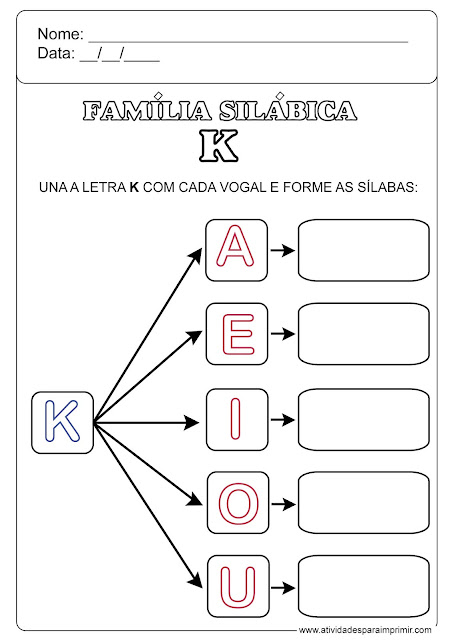 família silábica do k para imprimir