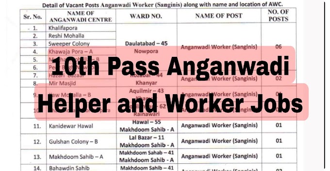 Anganwadi Worker And Helper Jobs Recruitment In J&K Apply For 110 Job Posts