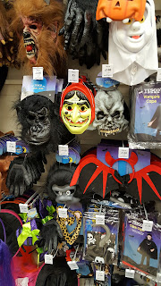 A selection of Masks and costume additions on sale in Tesco