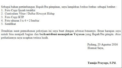 contoh surat lamaran kerja tanpa pengalaman