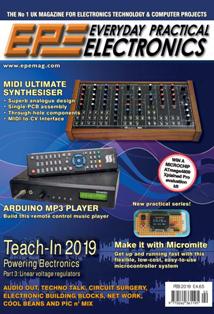 EPE Everyday Practical Electronics - February 2019 | ISSN 0262-3617 | TRUE PDF | Mensile | Professionisti | Elettronica | Tecnologia
Everyday Practical Electronics is a UK published magazine that is available in print or downloadable format.
Practical Electronics was a UK published magazine, founded in 1964, as a constructors' magazine for the electronics enthusiast. In 1971 a novice-level magazine, Everyday Electronics, was begun by the same publisher. Until 1977, both titles had the same production and editorial team.
In 1986, both titles were sold by their owner, IPC Magazines, to independent publishers and the editorial teams remained separate.
By the early 1990s, the title experienced a marked decline in market share and, in 1992, it was purchased by Wimborne Publishing Ltd. which was, at that time, the publisher of the rival, novice-level Everyday Electronics. The two magazines were merged to form Everyday with Practical Electronics (EPE) - the «with» in the title being dropped from the November 1995 issue. In February 1999, the publisher acquired the former rival, Electronics Today International, and merged it into EPE.