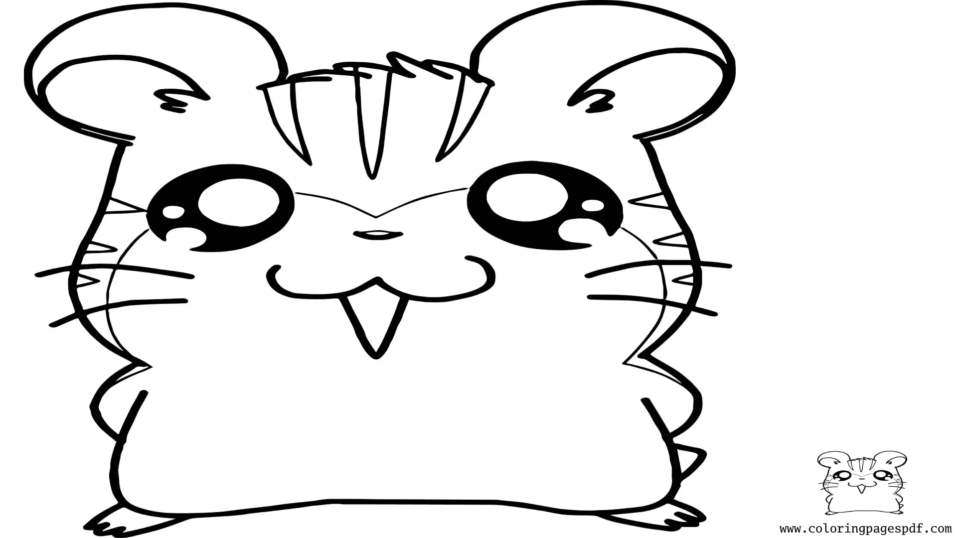 Coloring Page Of A Cute Hamster