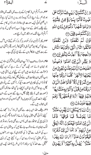 AL QURAN Surah Al Baqarah ayat 23-26 in urdu translation