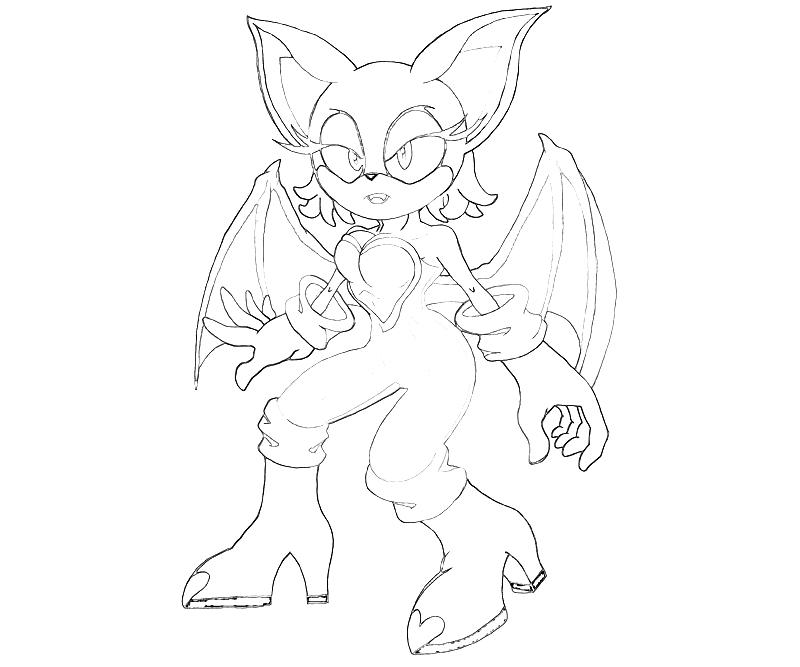 Printable Sonic Generations Rouge The Bat Character Coloring Pages title=