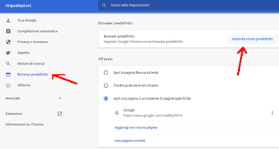 Come impostare Chrome come browser predefinito