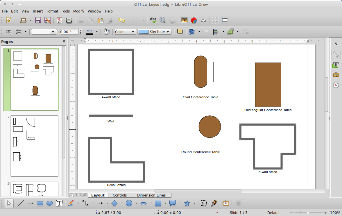  Cara  Menggambar Office Layout di  LibreOffice Draw 