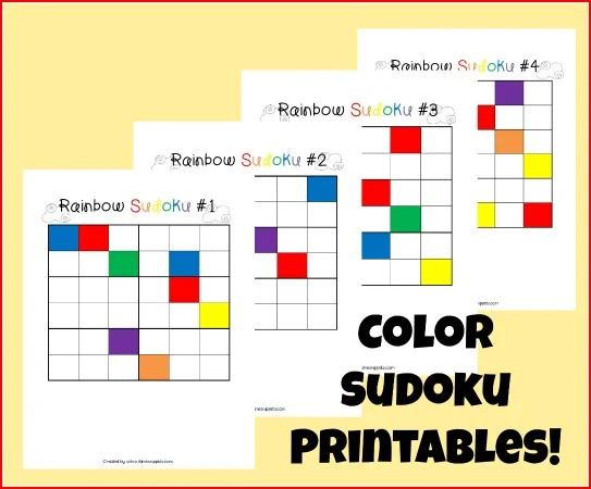 color sudoku puzzles for kids - printable sudoku game boards