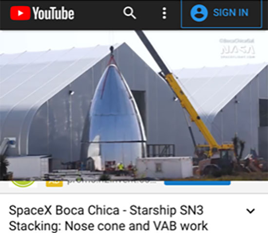 Nose cone added to other sections of Starship SN3 (Source: @BocaChicaGal)