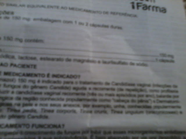 6ª linha, informação específica sobre Flucomed, 01 capsula.