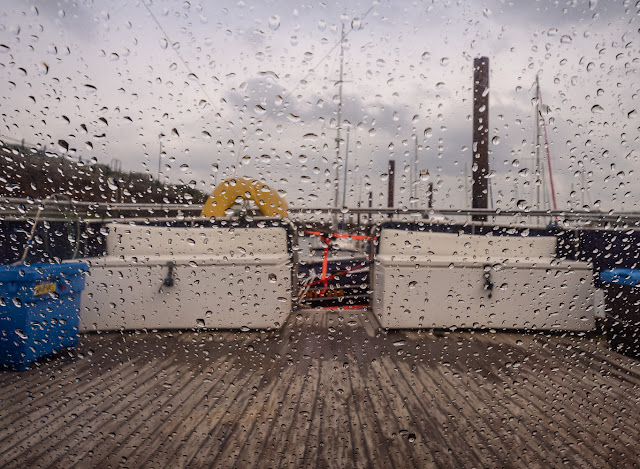 Photo of Ravensdale's aft deck in the rain on Wednesday
