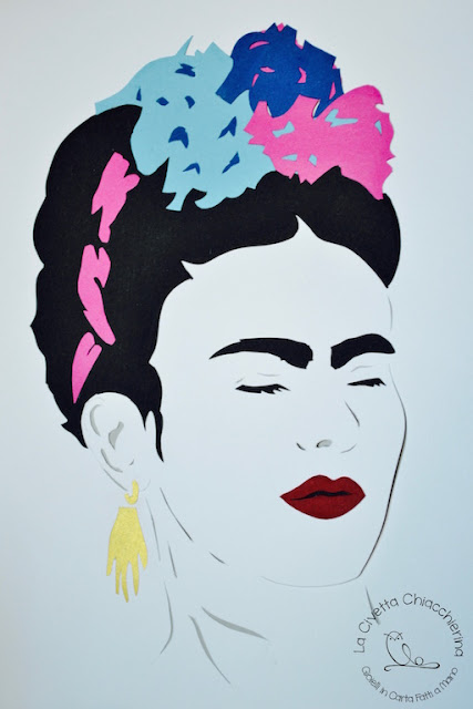 paper cut di Frida Kahlo realizzato a mano su CartaFabriano