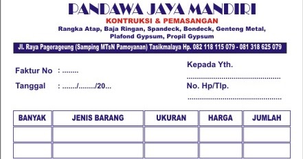 Download Kumpulan Contoh Nota Toko.cdr  KARYAKU