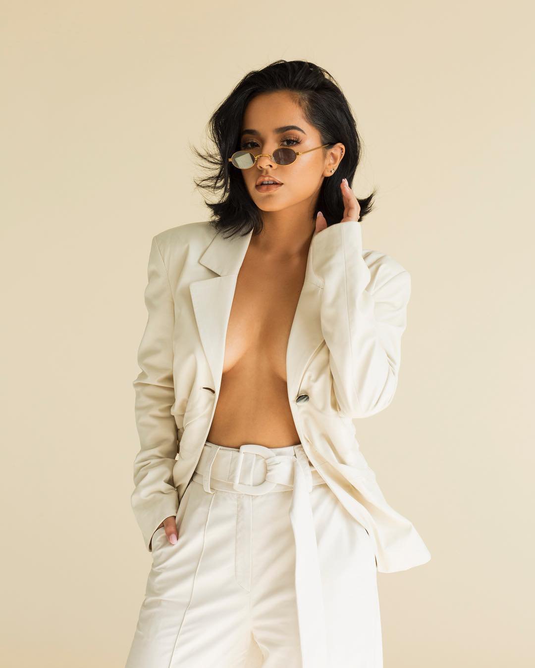 Becky G braless fashion model photo shoot