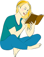 Clip art of a girl reading a book