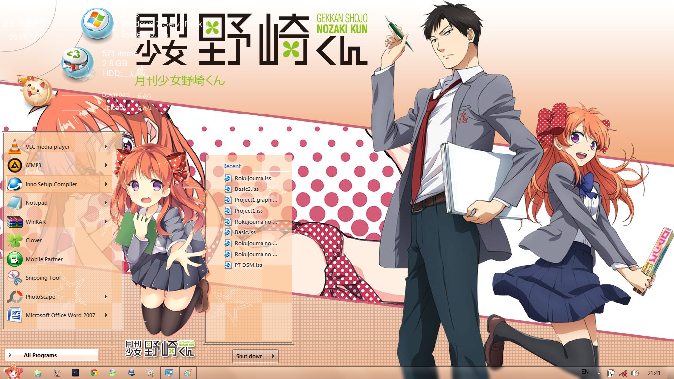 [Theme Win 7] Gekkan Shoujo Nozaki-kun By Bashkara