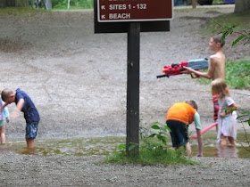 kids having a water fight