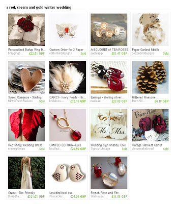 My Red Cream and Gold Winter Wedding Treasury Here 39s a screenshot