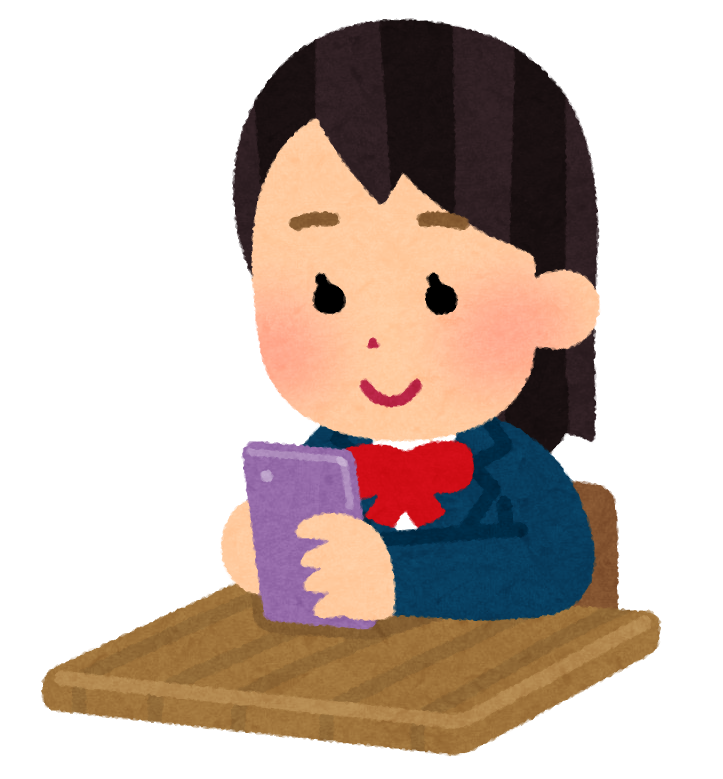 学校でスマートフォンを使う学生のイラスト 女子 ブレザー かわいいフリー素材集 いらすとや