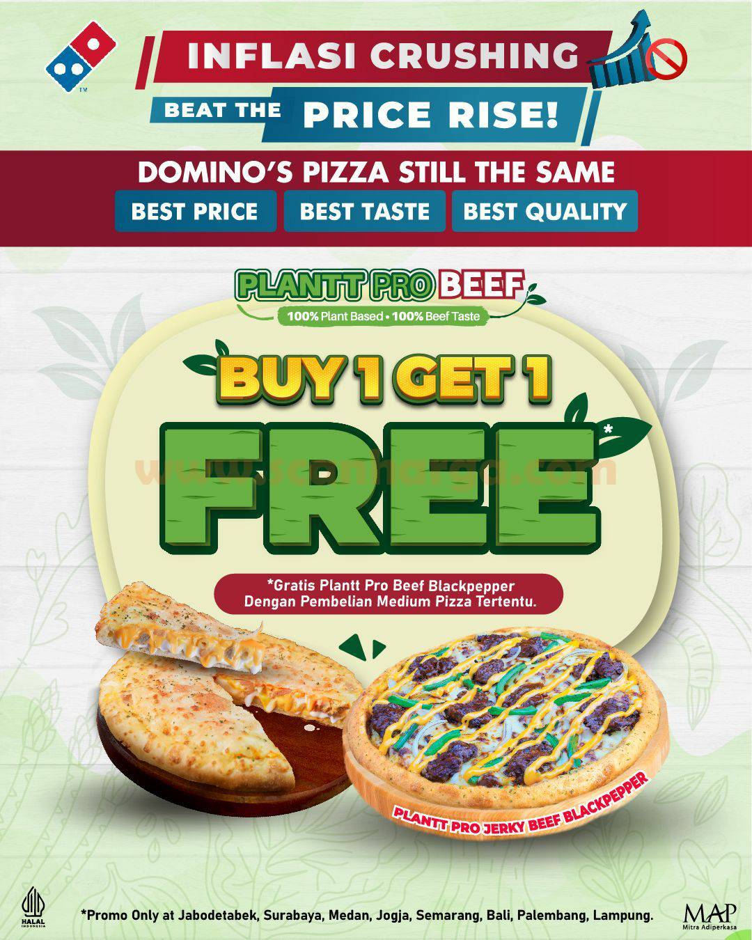 Promo DOMINO’S PIZZA PLANTT PRO BEEF BELI 1 GRATIS 1