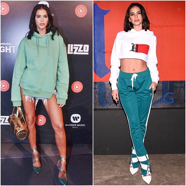 bruna marquezine moletom short curto e salto