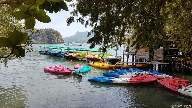 Kayaks at the kayaking center in Ao Thalane, Krabi