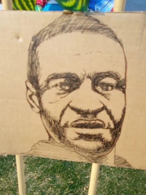 An artist's sketch rendering of George Floyd, whose recent death spurred Black Lives Matter in to action