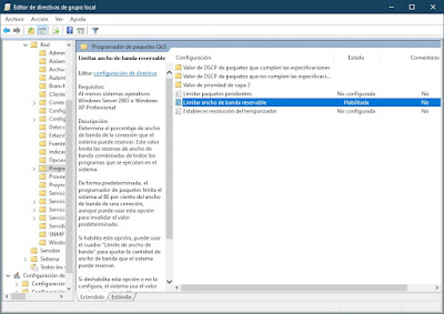 Límite de ancho de banda en Windows 10