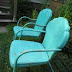 old turquoise garden chairs