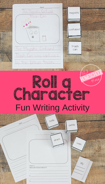 FREE Roll a Character Fun Writing Activity - this is such a fun creative writing activity. This fun, free printable writing prompt is perfect for kindergarten, first grade, 2nd grade, 3rd grade, 4th grade, and 5th grade kids.