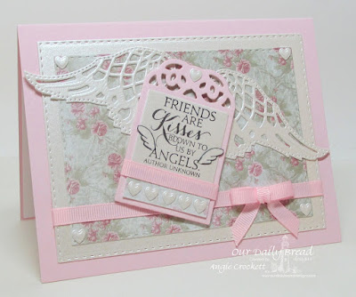 ODBD Sentiments Collection, ODBD Custom Clouds and Raindrops Dies, ODBD Custom Recipe Card and Tags Dies, ODBD Custom Double Stitched Rectangles Dies, ODBD Custom Angel Wings Dies, ODBD Shabby Rose Paper Collection, Card Designer Angie Crockett