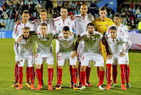 SEVILLA C. F. - Sevilla, España - Temporada 2015-16 - Kolodziejczak, Carriço, Rami, N'Zonzi, Sergio Rico y Banega; Diogo, Kevin Gameiro, Vitolo, Coke y Escudero - GETAFE C. F. 1 (Velázquez) SEVILLA F. C. 1 (Banega) - 05/03/2016 - Liga de 1ª División, jornada 28 - Getafe, Madrid, Coliseum Alfonso Pérez