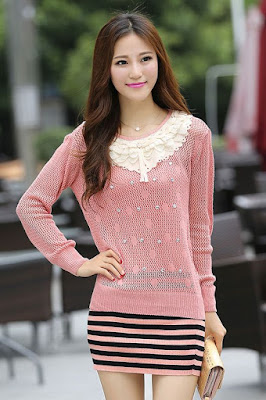 Model Sweater Korea Wanita Pink Modis