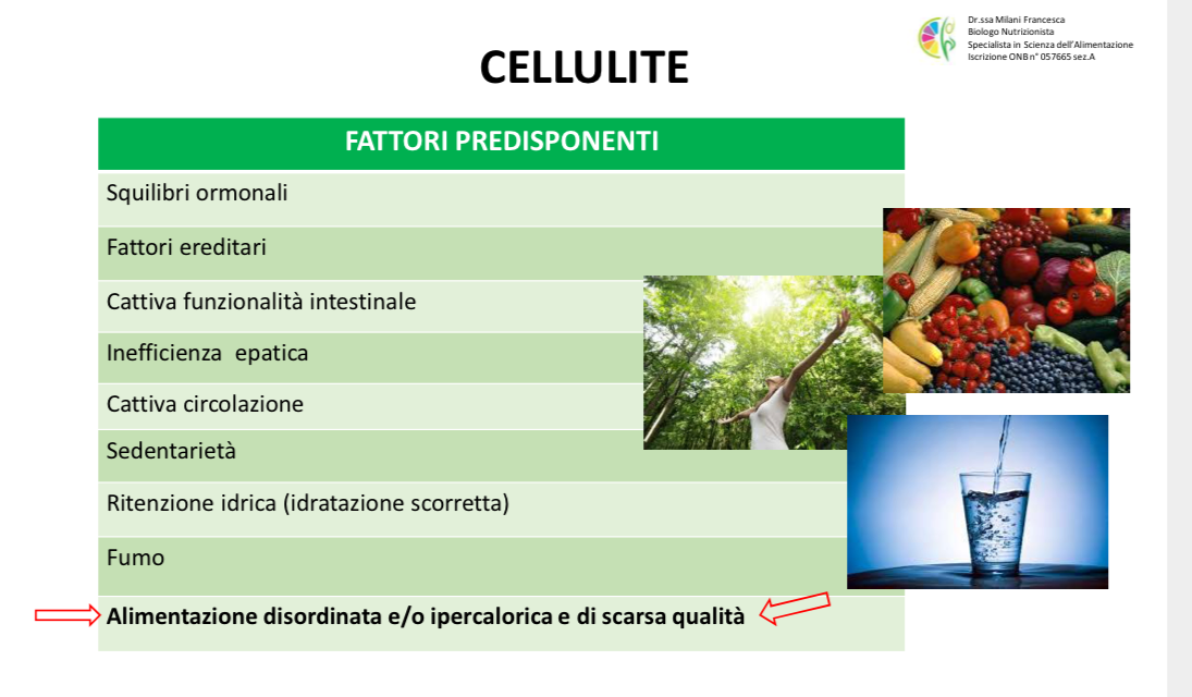 cellulite alimentazione