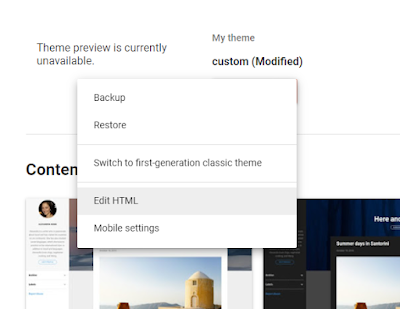 'Edit HTML' option in Blogger