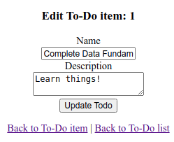 ToDoList Edit view with links