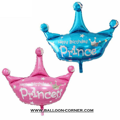 Balon Foil Happy Birthday Mahkota Prince & Princess (Medium)