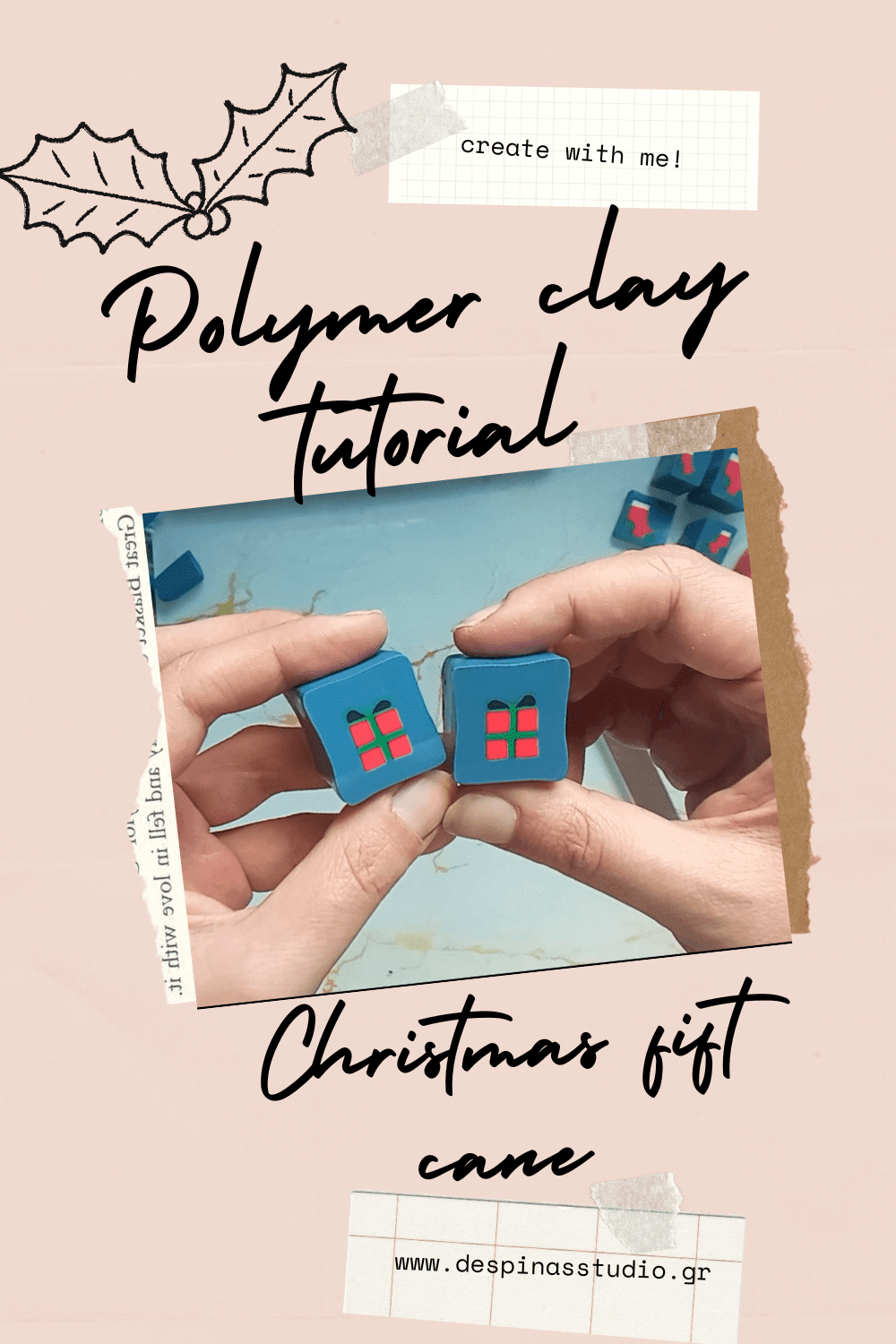 Polymer clay tutorial Christmas gift cane