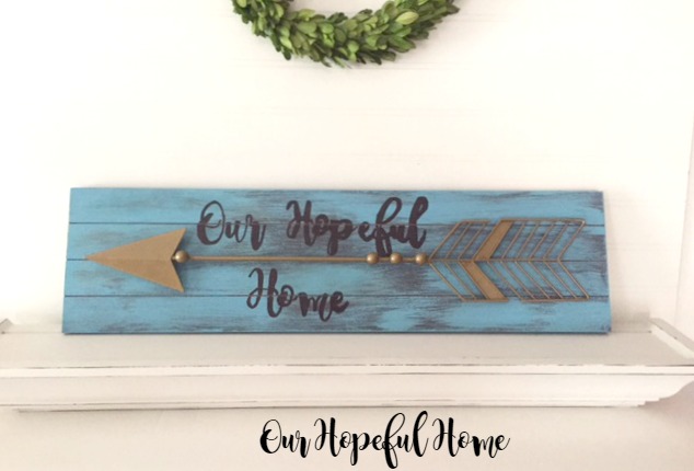 DIY rustic arrow wall art sign