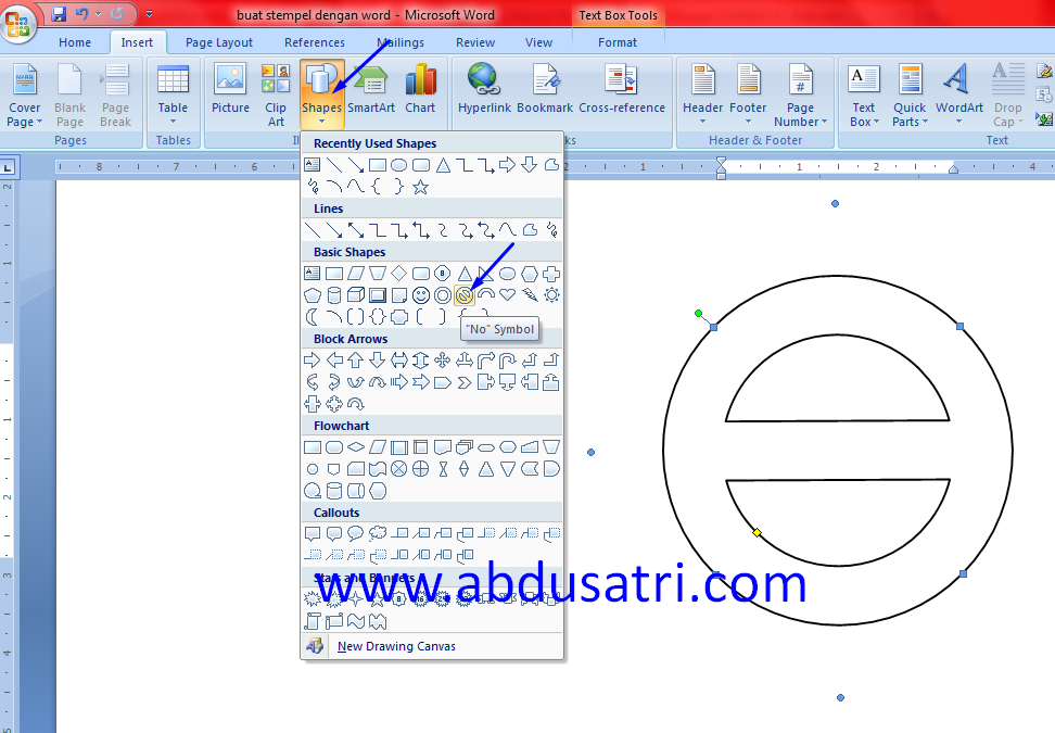 membuat design stempel dengan Ms word 