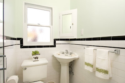 Bathroom on Renovation Blog  1930 S Bathroom With White Subway Tile And Black Trim